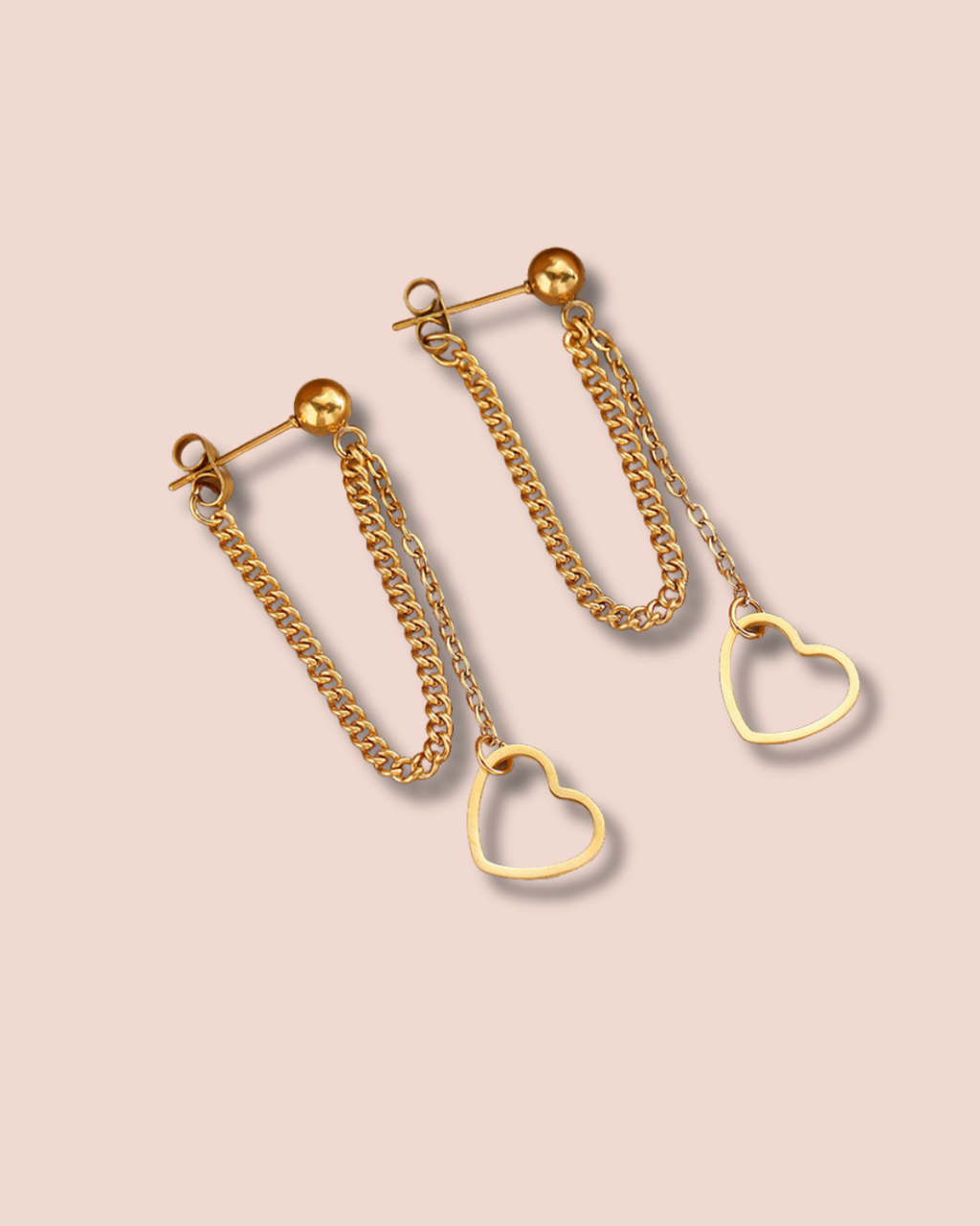 Heart Chain Drop Earrings