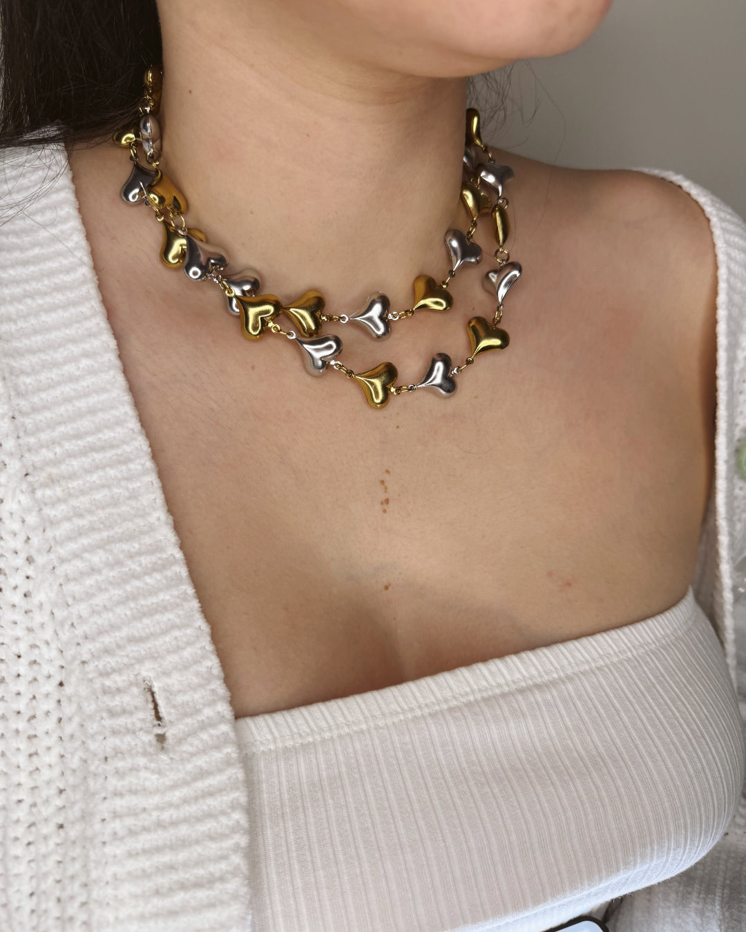 Dual Heart Chain Necklace