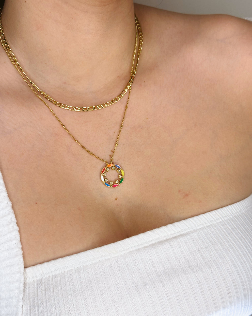 Rainbow Heart Pendant Necklace