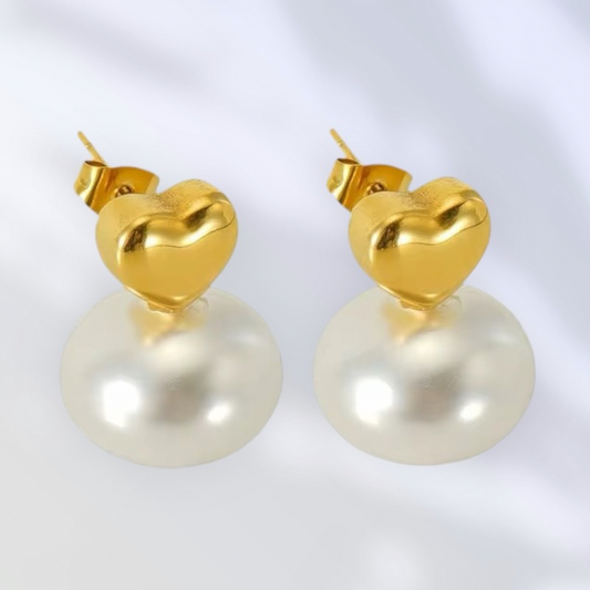 Aretes Corazón & Perla