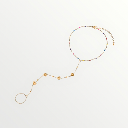 Pulsera de Mano Corazones & Cristales
